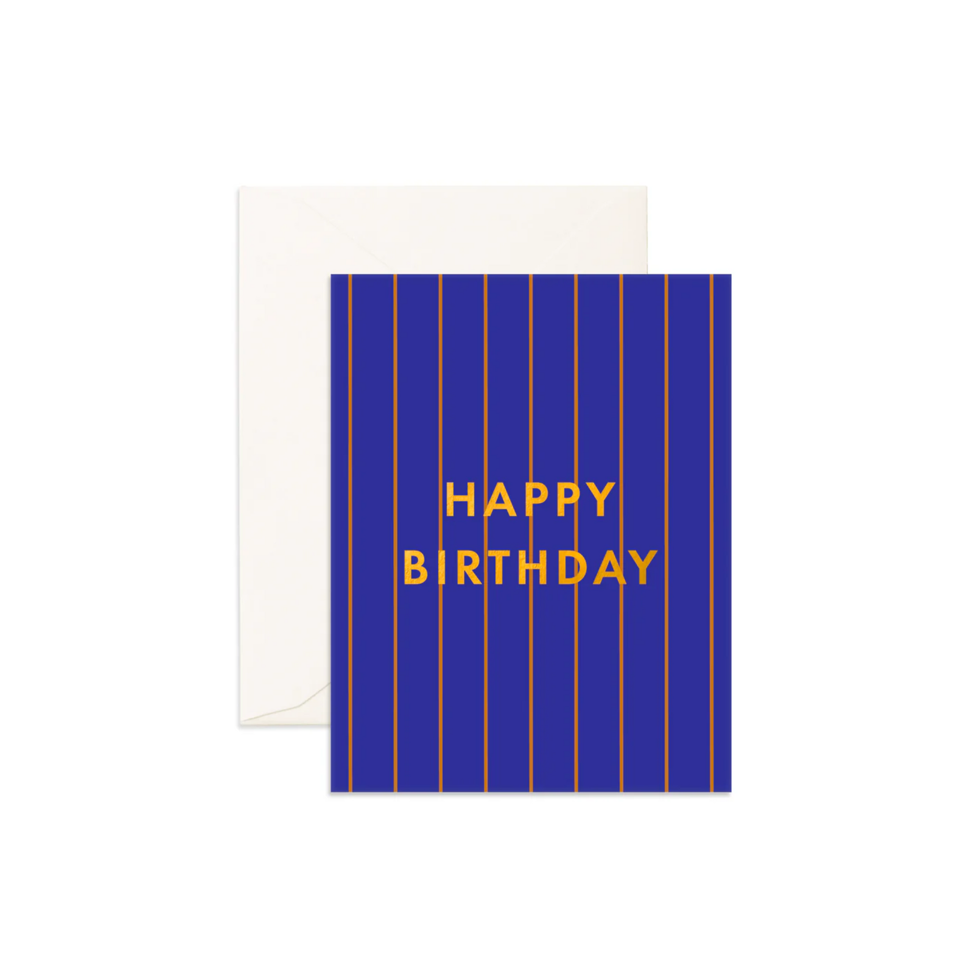 Greeting Card Birthday Cobalt Pinstripe