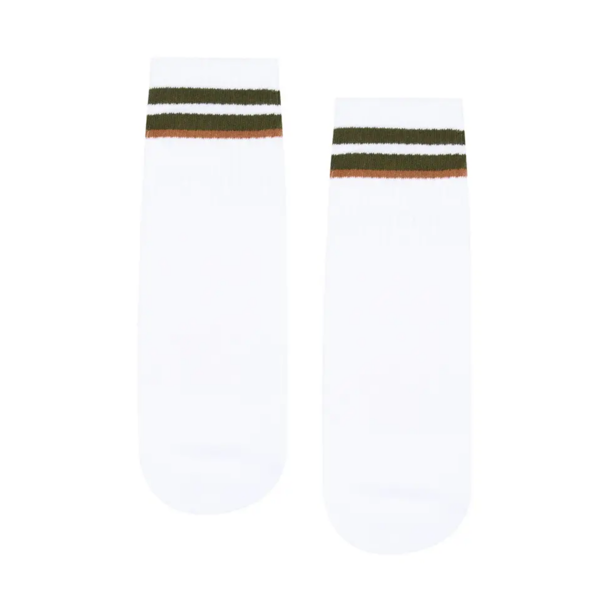 Men's Ivory Earth Stripe Crew Non Slip Grip Socks