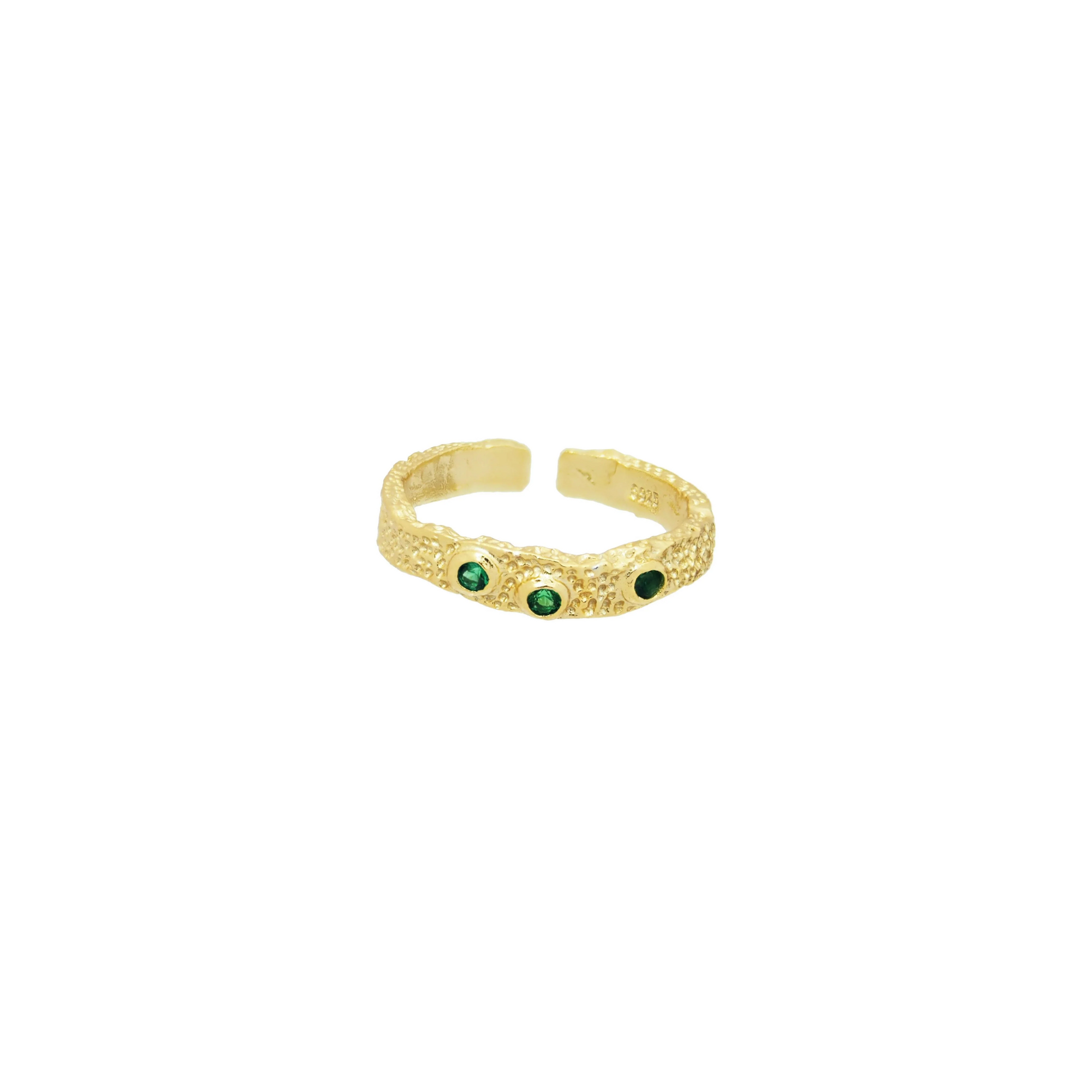 18K Gold Vermeil Green Gemstone Ring