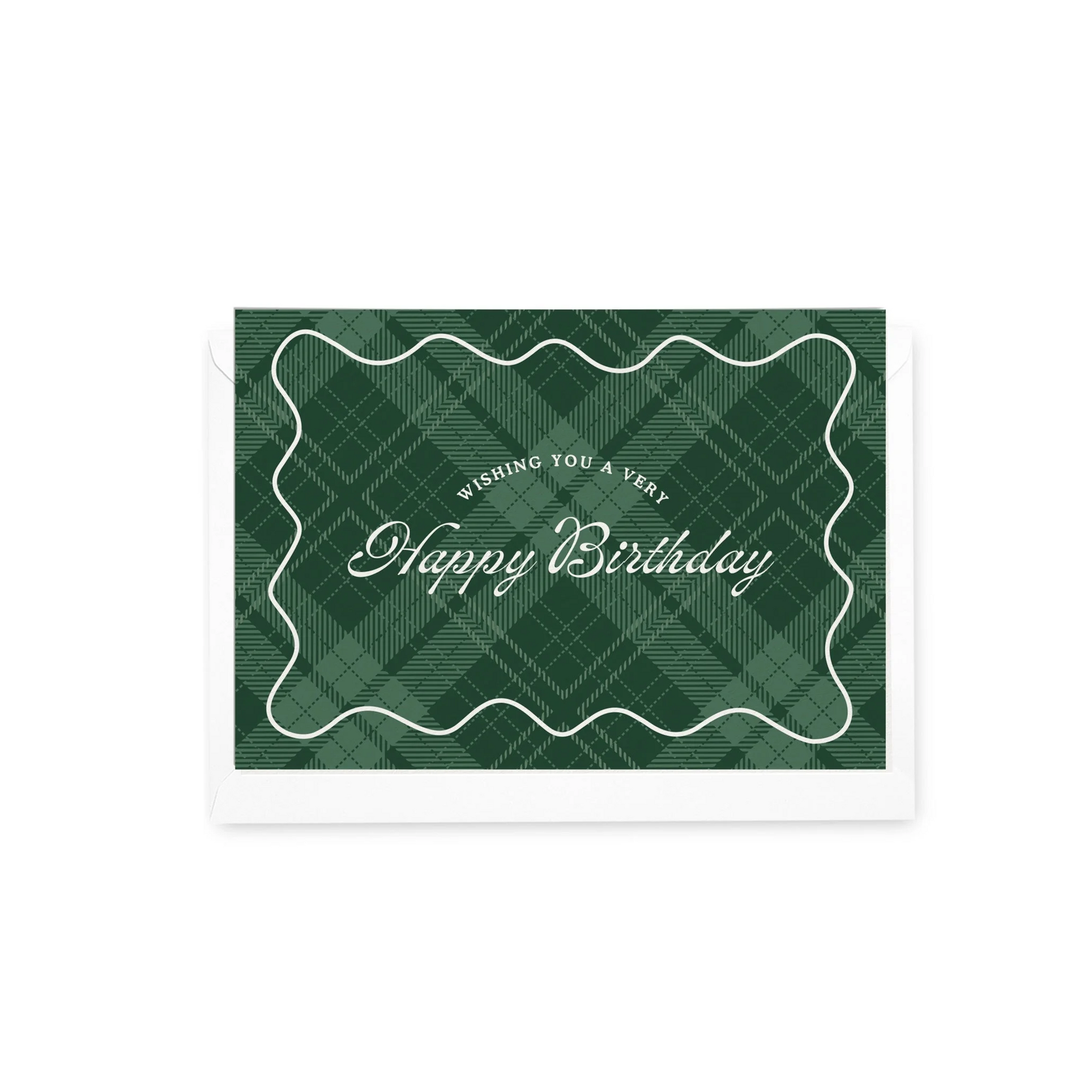 Happy Birthday Green Tartan Greeting Card