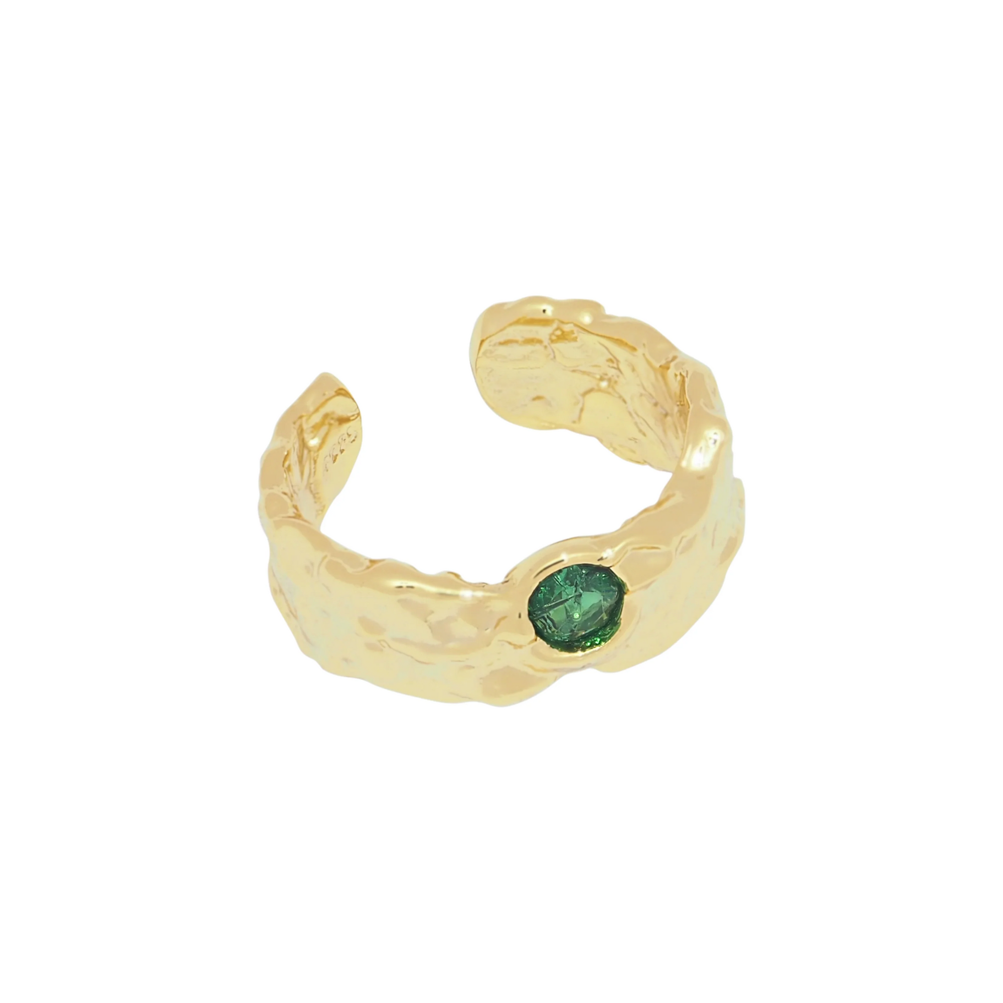 18K Gold Vermeil Organic Green Ring