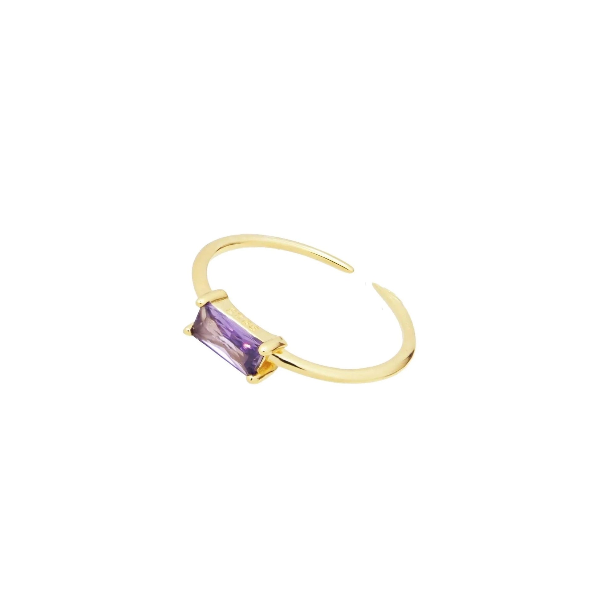 18K Gold Vermeil Purple CZ Rectangle Ring