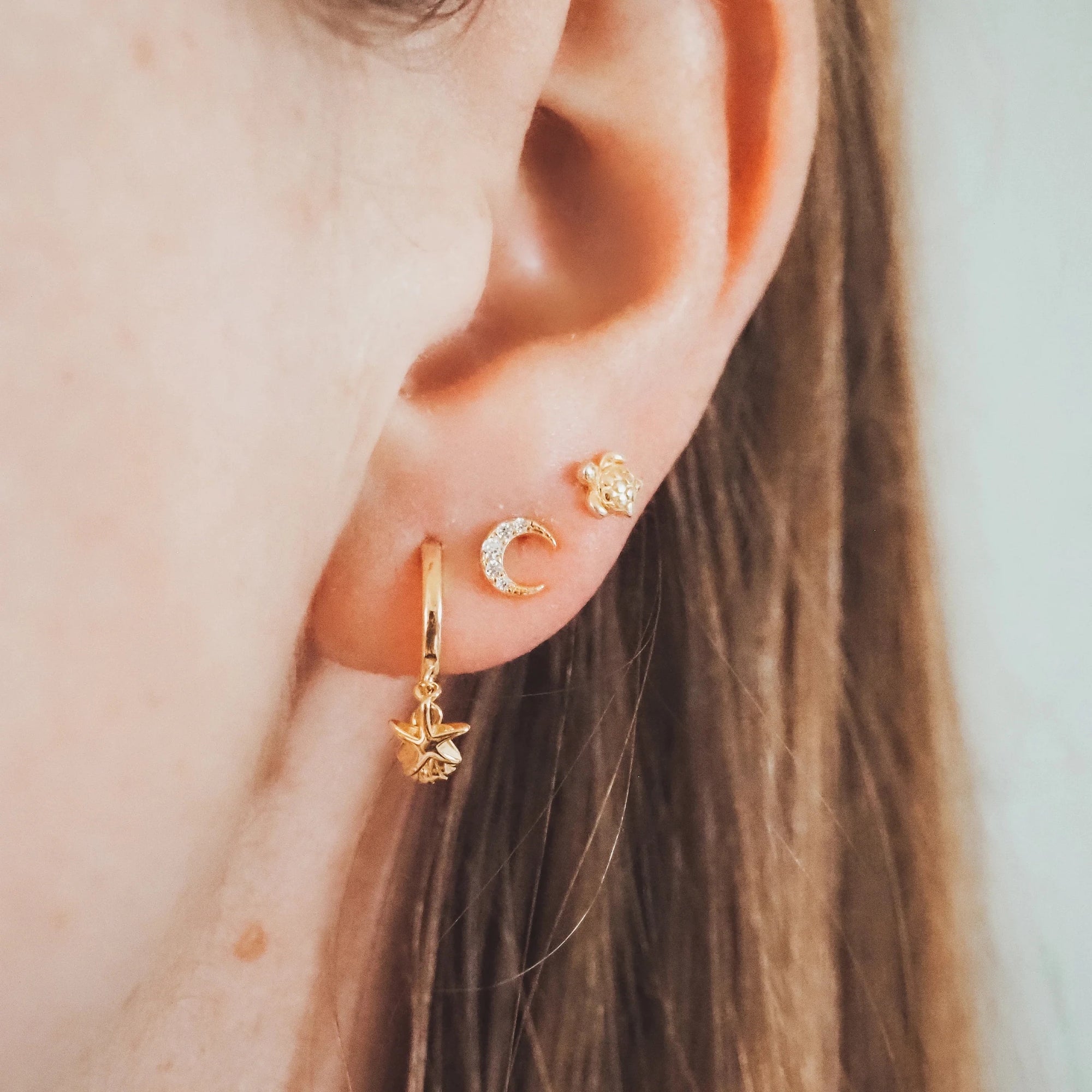 18k Gold Vermeil Crescent Moon Earrings