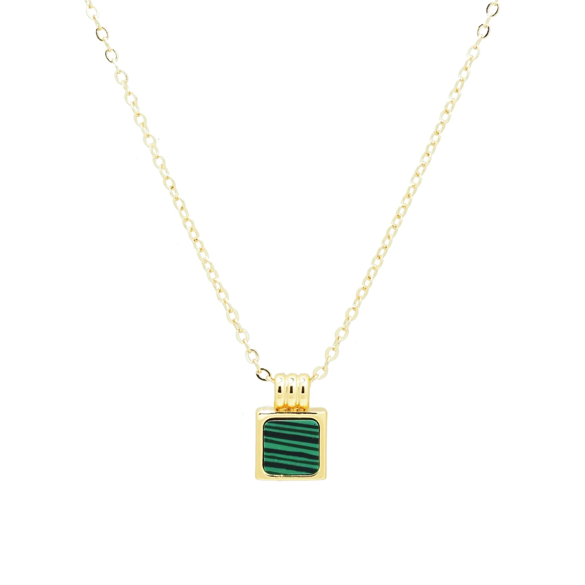 18K Gold Filled Malachite Pendant