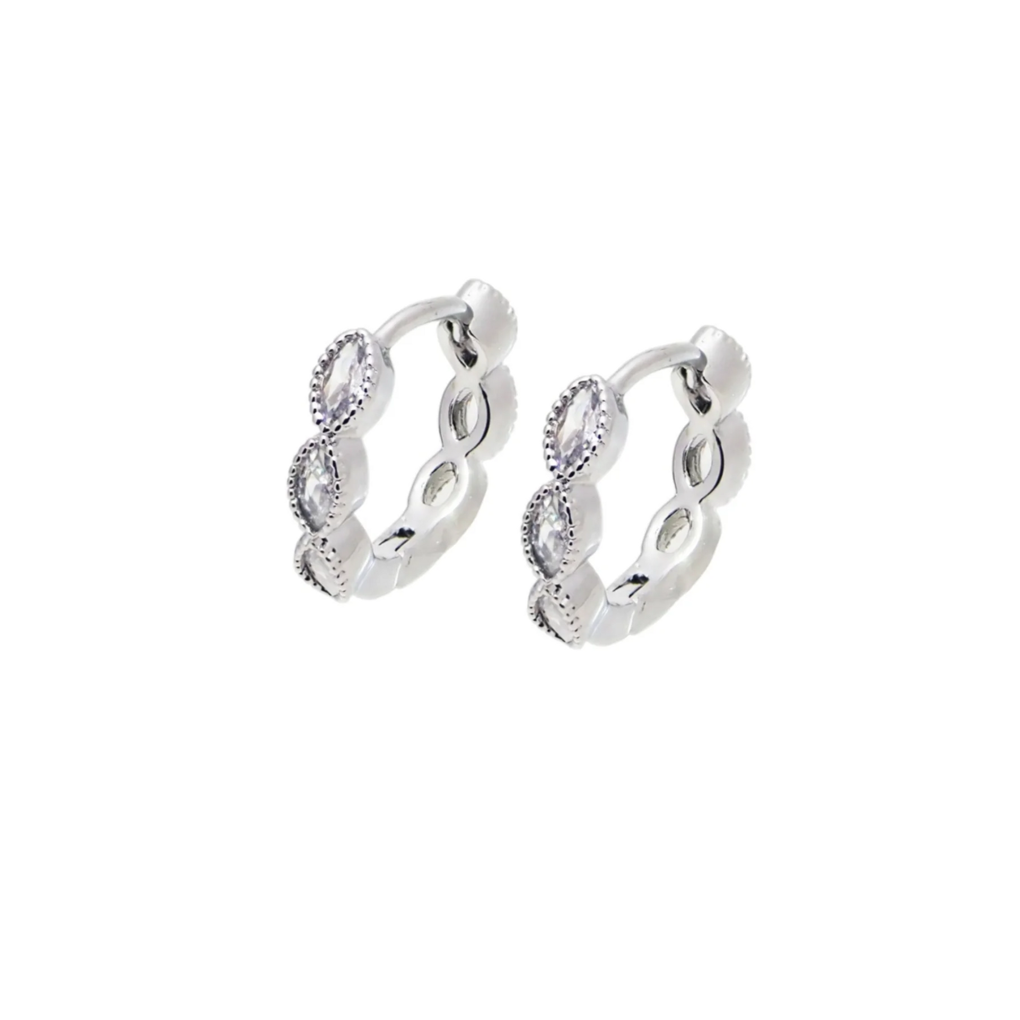 Sterling Silver Clear CZ Huggies