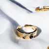 18K Gold Vermeil Blue CZ Hammered Ring