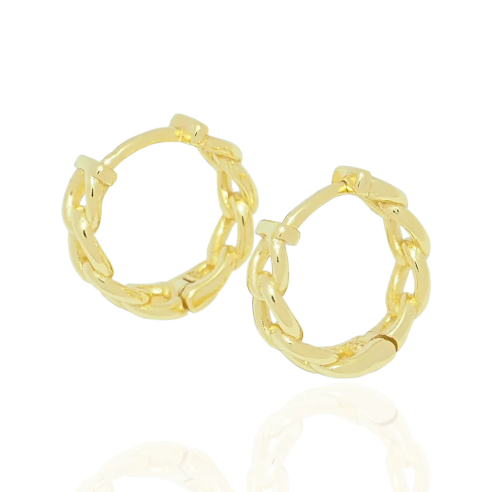 18k Gold Vermeil Chain Huggie Earrings