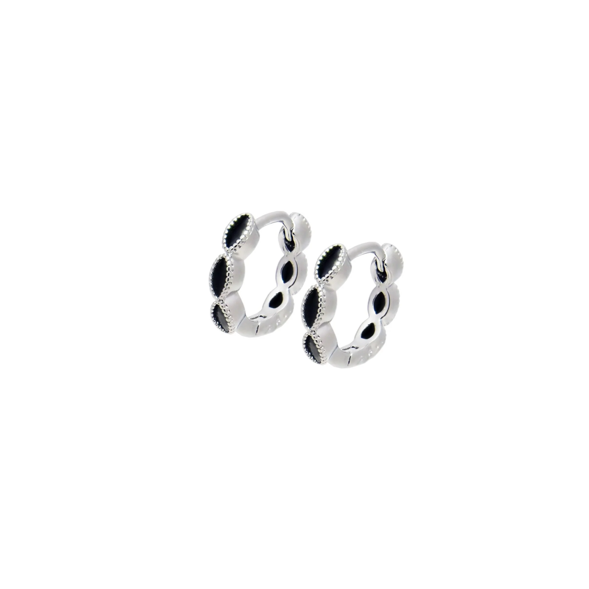 Sterling Silver Black CZ Huggies