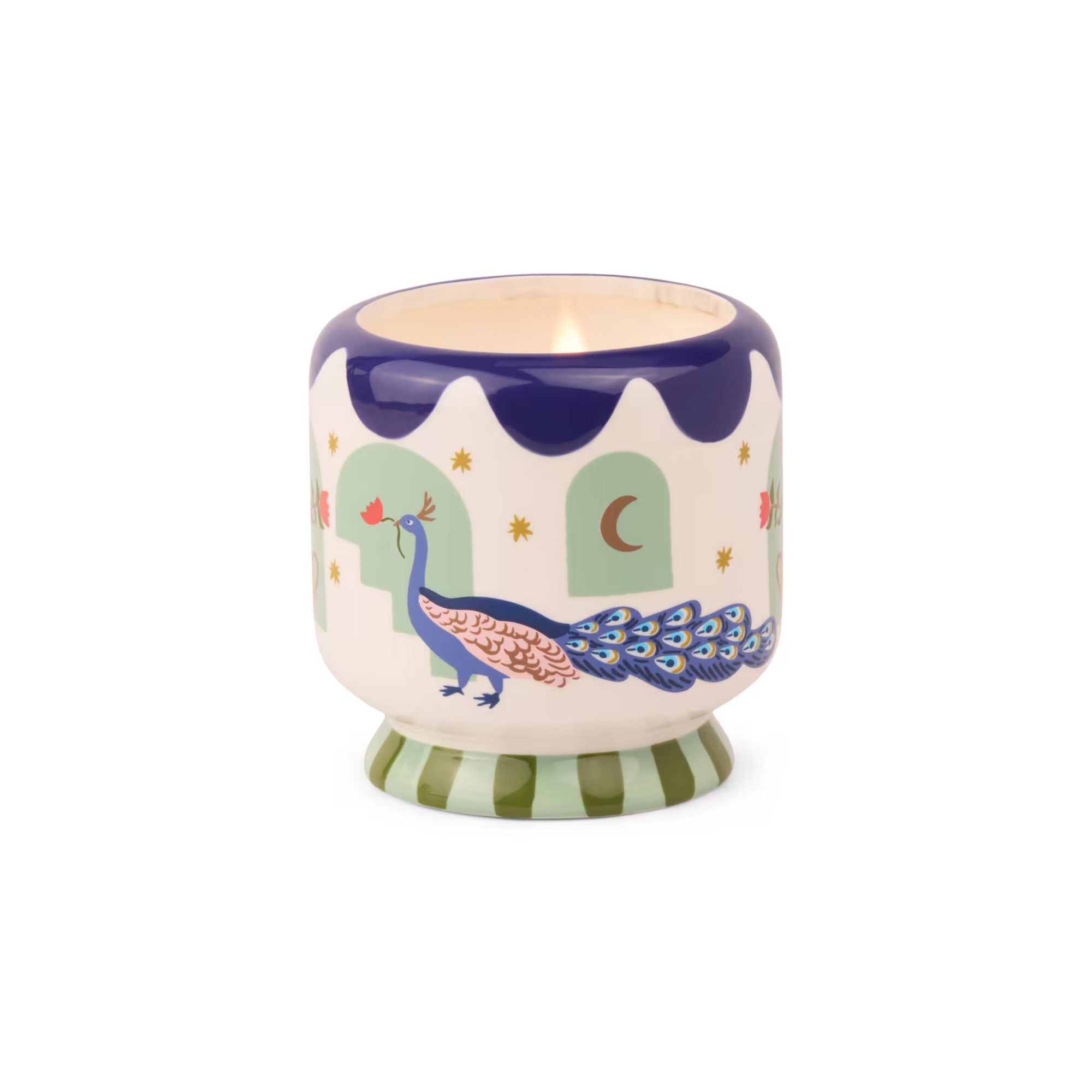 Adopo Peacock Ceramic Candle - Misted Lime