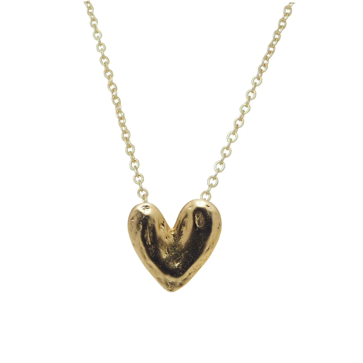 18K Gold Forged Heart Pendant Necklace