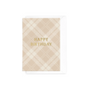 Happy Birthday Beige Tartan Greeting Card