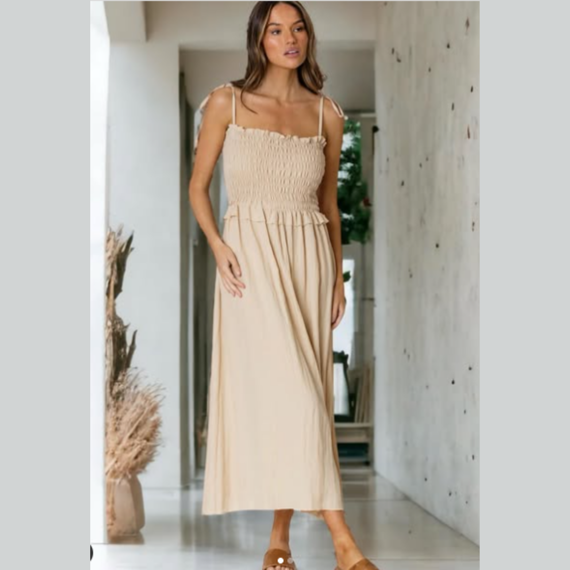 Astrid Shirred Midi Dress