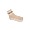 Beige Stripes Crew Non Slip Grip Socks