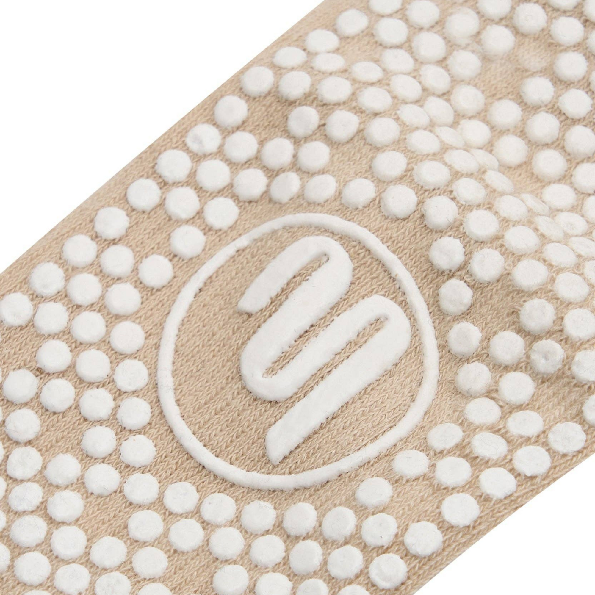 Beige Stripes Crew Non Slip Grip Socks