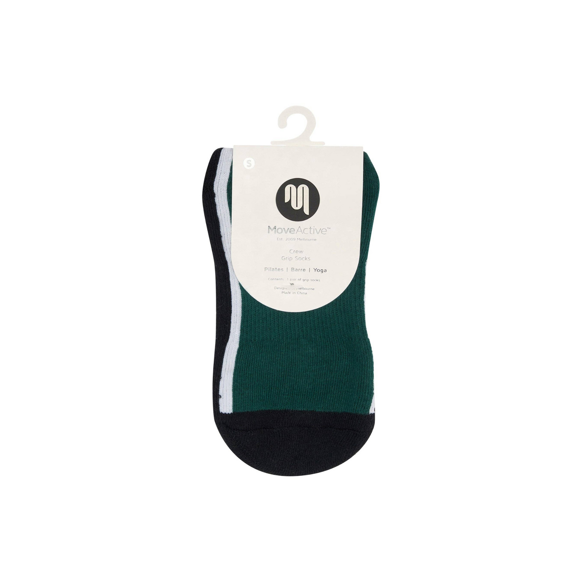 Fluid Green & Black Crew Non Slip Grip Socks