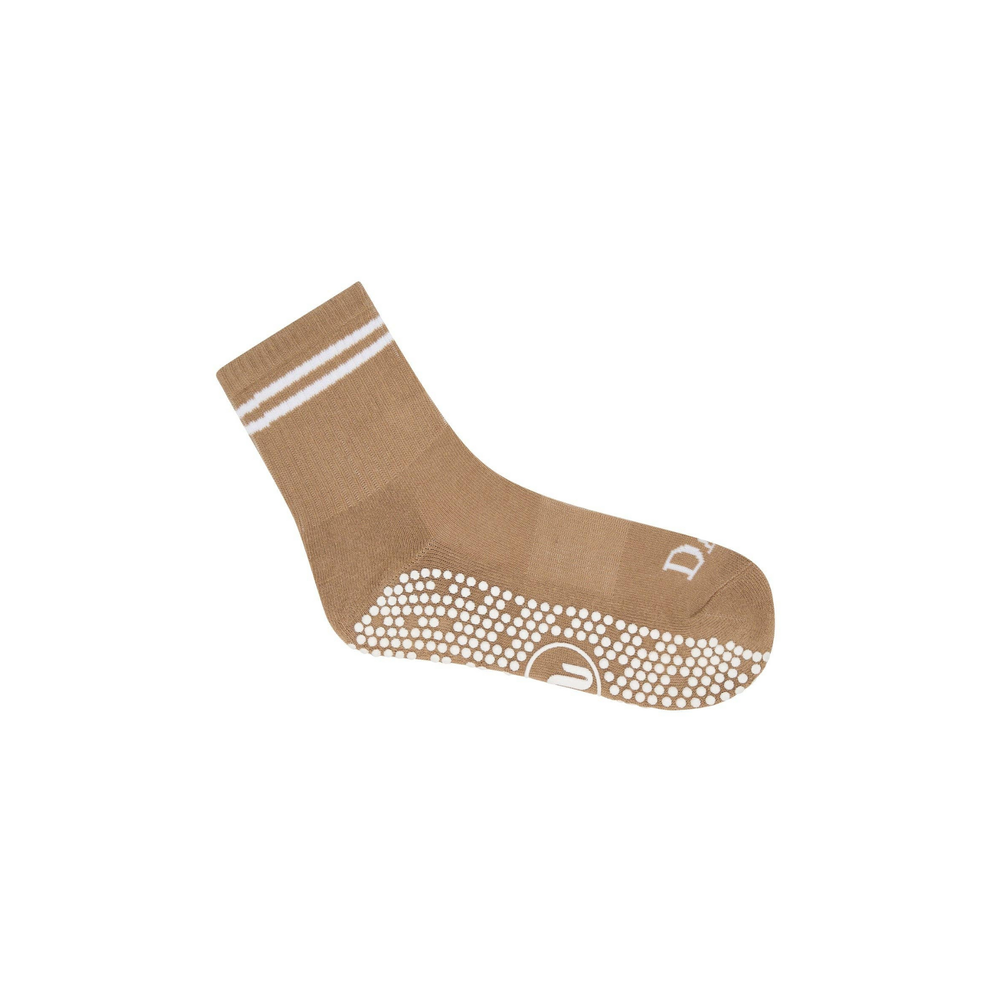 Good Day Beige Crew Non Slip Grip Socks