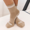 Good Day Beige Crew Non Slip Grip Socks