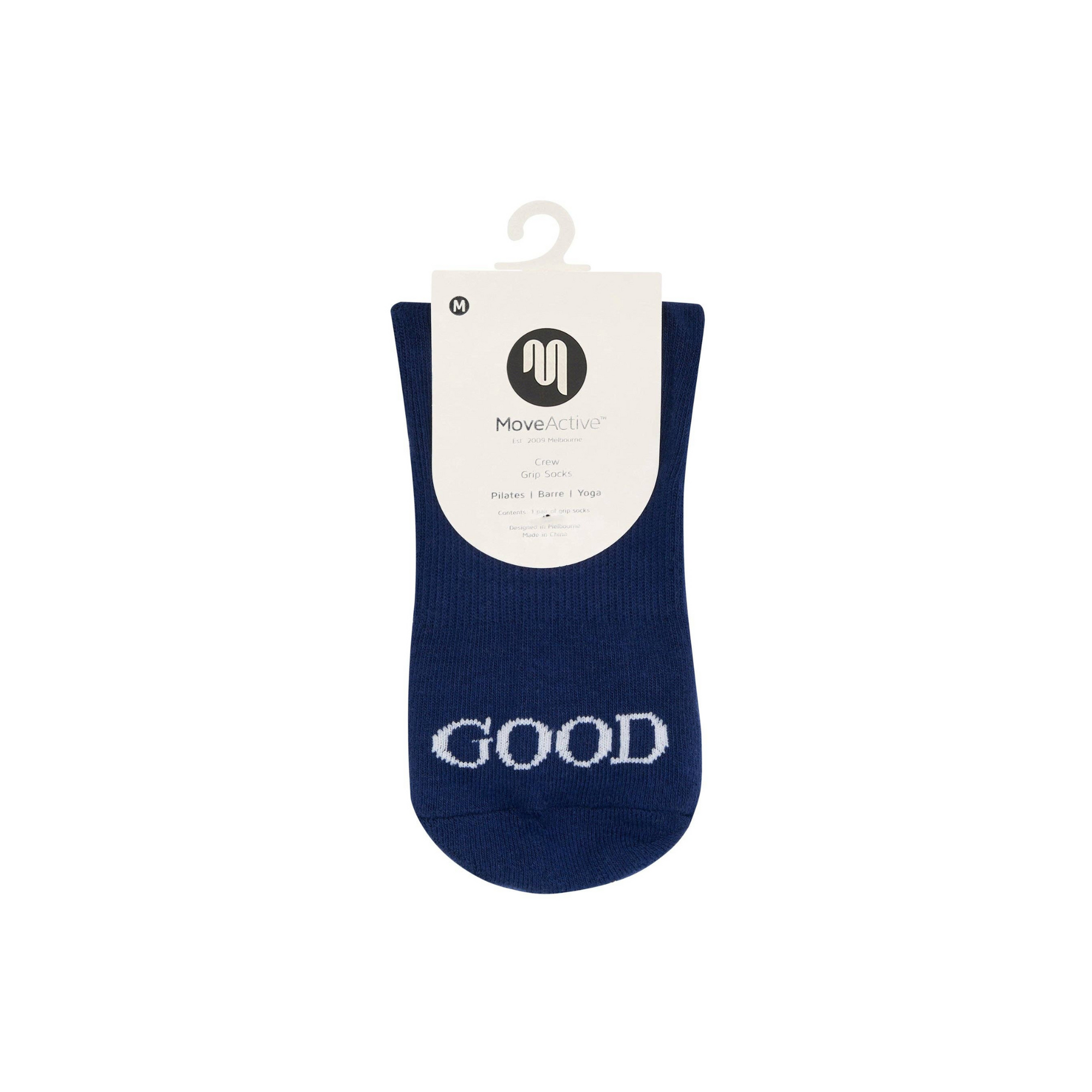 Good Day Navy Crew Non Slip Grip Socks