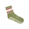 Stripe Sage &amp; Oat Crew Non Slip Grip Socks