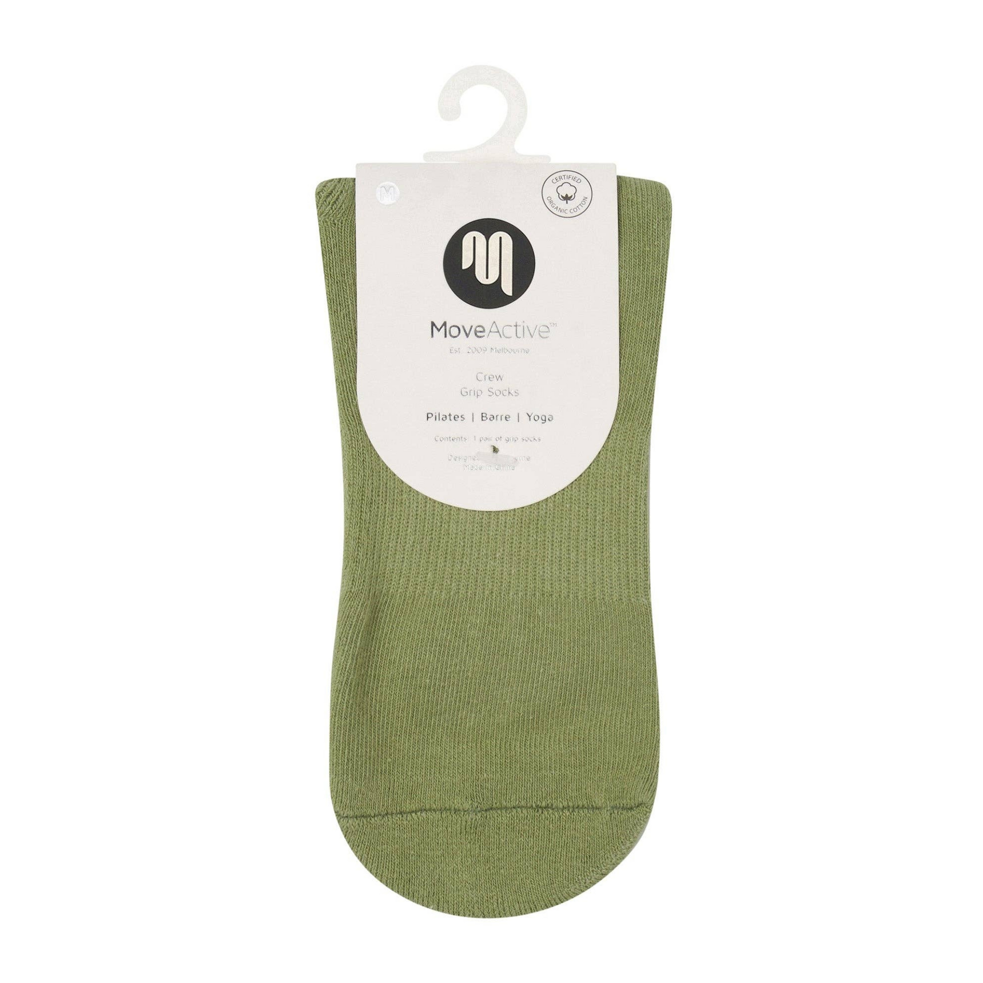 Stripe Sage & Oat Crew Non Slip Grip Socks