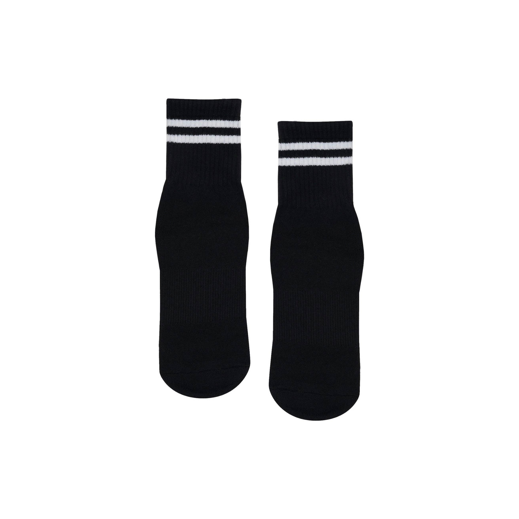 Sporty Stripe Black Crew Non Slip Grip Socks